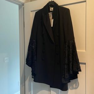 Black size 6 blazer dress with crochet sleeves nwt